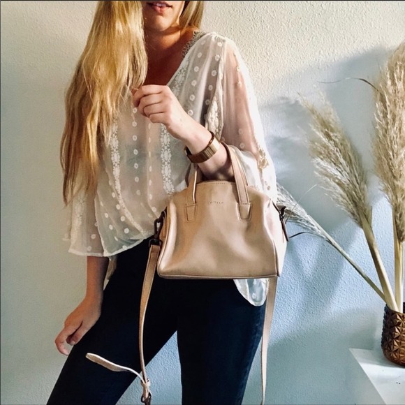 MATT & NAT Cream Tan Mitsuko Mini Bowling Bag Removeable Strap Crossbody Purse - Picture 2 of 8